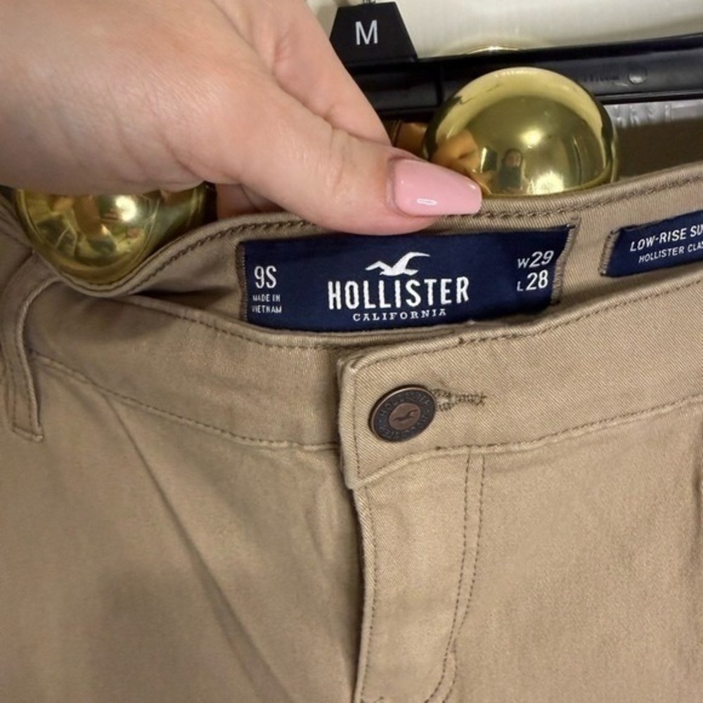 Hollister Low Rise Super Skinny Pants Women 9S W29 L28 Khaki Stretch - Picture 3 of 5